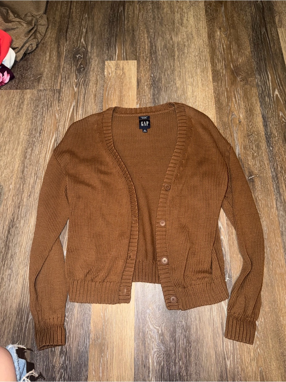 GAP Women's Chestnut Brown Button-Front Knit Cardigan